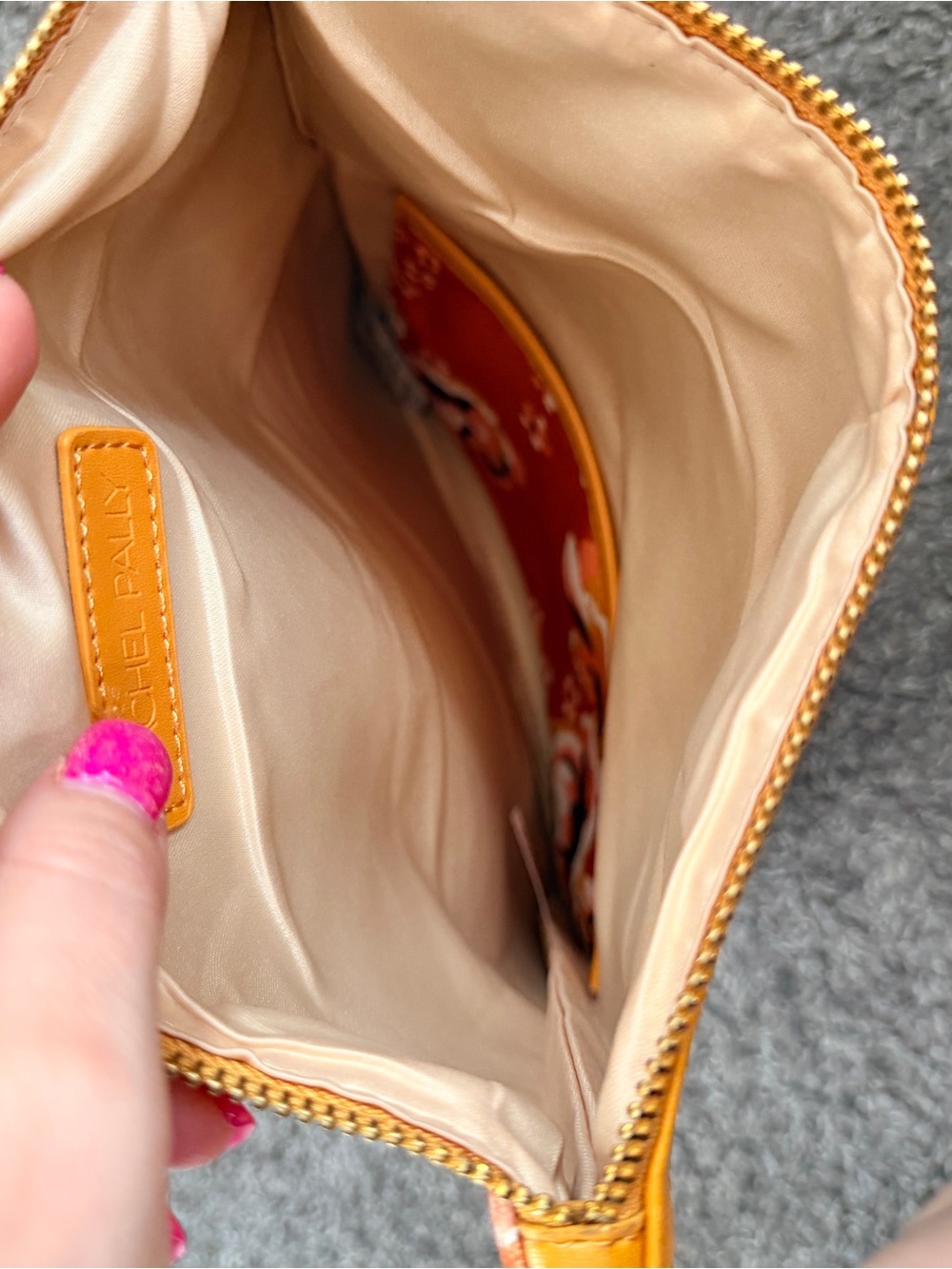 Orange and Mustard Yellow Floral Foldover Clutch - Picture 8 of 12